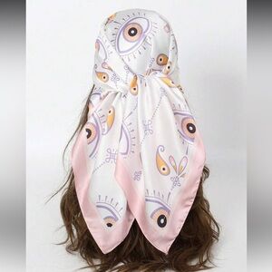Evil eye Pink and White Scarf N1099